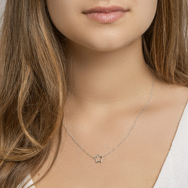 collier ster 1,3 mm 41 + 5 cm zilver gerhodineerd - Afbeelding 2