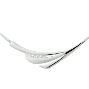 collier tussenstuk zirkonia 42 + 3 cm zilver wit