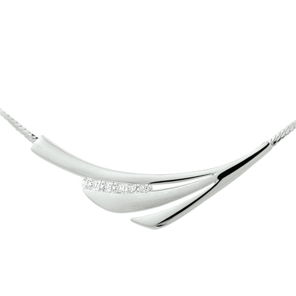 collier tussenstuk zirkonia 42 + 3 cm zilver wit