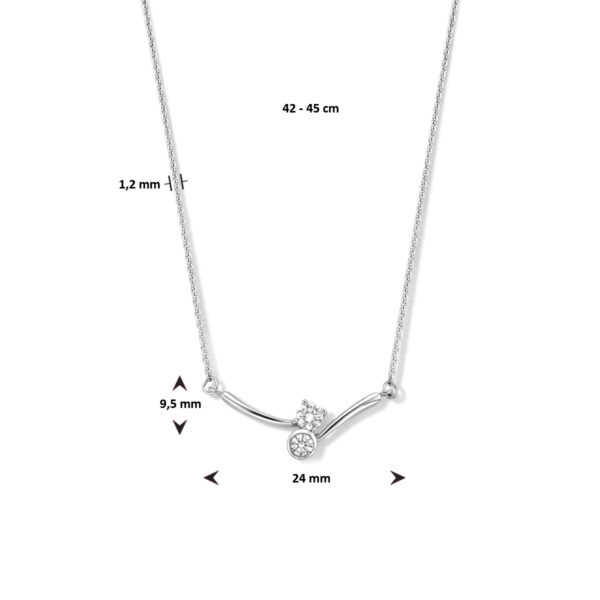 collier tussenstuk zirkonia 42 - 45 cm zilver gerhodineerd - Afbeelding 4
