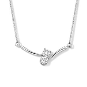 collier tussenstuk zirkonia 42 - 45 cm zilver gerhodineerd