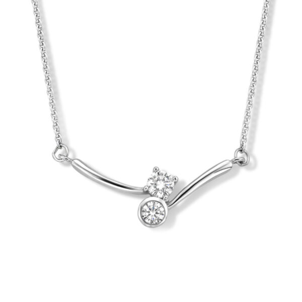 collier tussenstuk zirkonia 42 - 45 cm zilver gerhodineerd