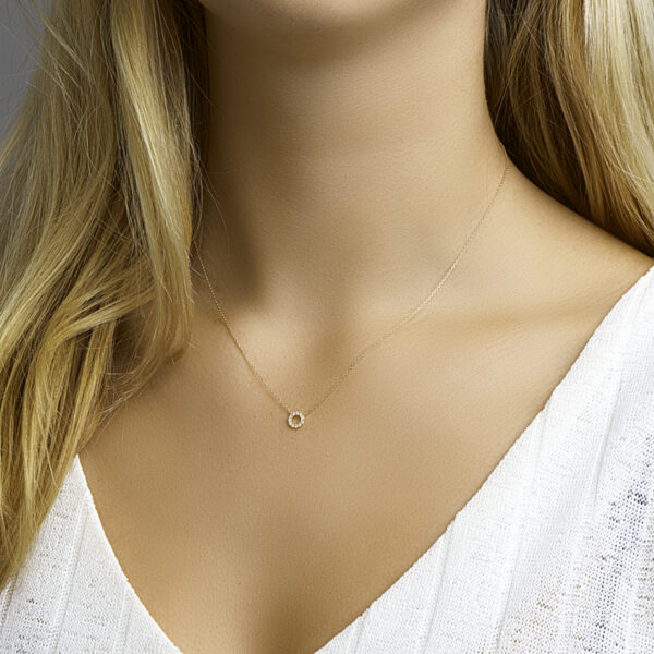 collier zirkonia 0,8 mm 40 + 4 cm 14K geelgoud - Afbeelding 2