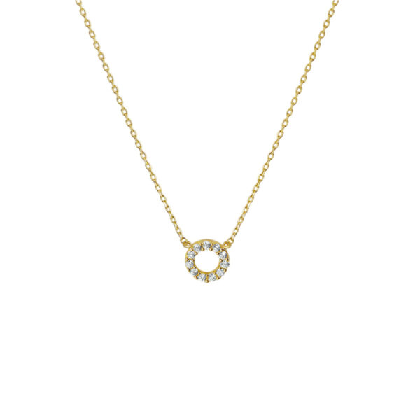 collier zirkonia 40 + 4 cm 14K geelgoud