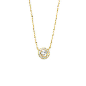 collier zirkonia 40 - 42 - 44 cm halo 14K geelgoud
