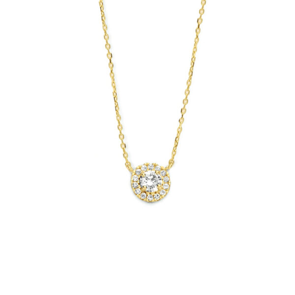 collier zirkonia 40 - 42 - 44 cm halo 14K geelgoud