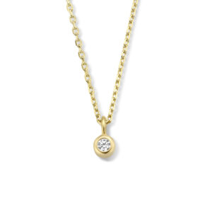 collier zirkonia 41 + 4 cm 14K geelgoud