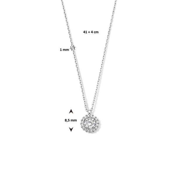 collier zirkonia 41 + 4 cm halo zilver gerhodineerd - Afbeelding 4