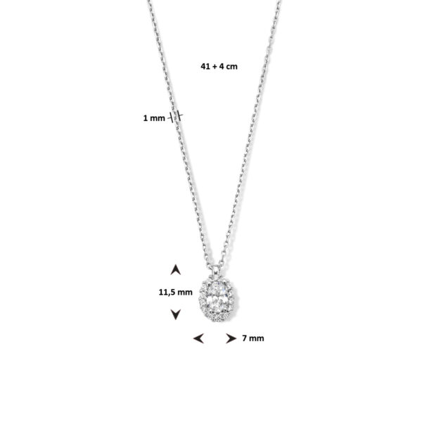 collier zirkonia 41 + 4 cm halo zilver gerhodineerd - Afbeelding 4