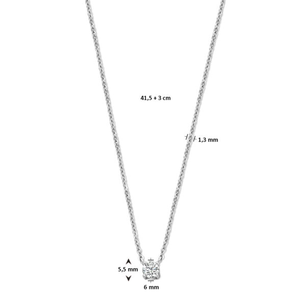 collier zirkonia 41,5 + 3 cm zilver gerhodineerd - Afbeelding 4