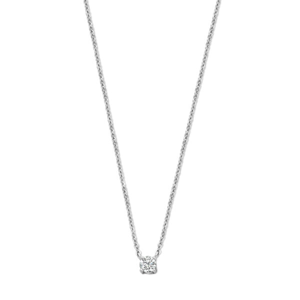 collier zirkonia 41,5 + 3 cm zilver gerhodineerd