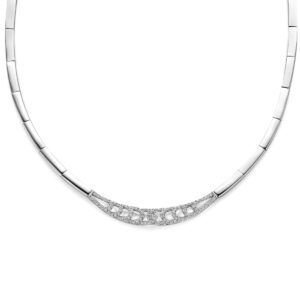 collier zirkonia 42 + 3 cm zilver gerhodineerd