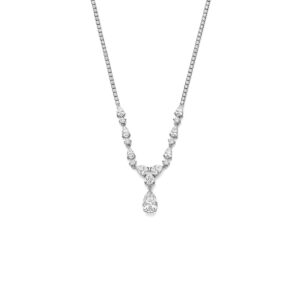 collier zirkonia 42 + 3 cm zilver gerhodineerd