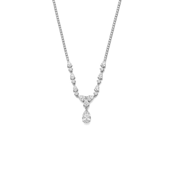 collier zirkonia 42 + 3 cm zilver gerhodineerd
