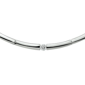 collier zirkonia 42 + 3 cm zilver gerhodineerd