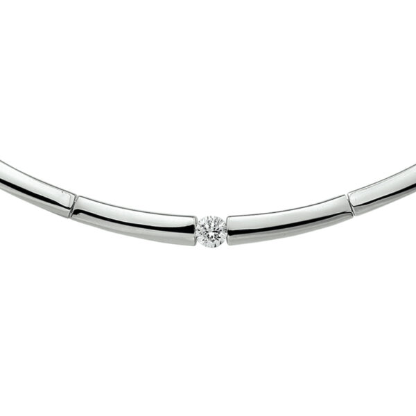 collier zirkonia 42 + 3 cm zilver gerhodineerd