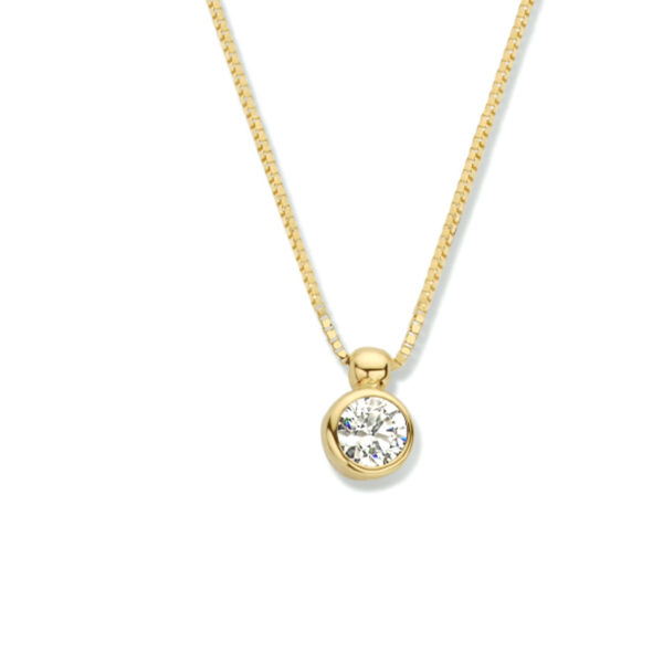 collier zirkonia 42 - 45 cm 14K geelgoud