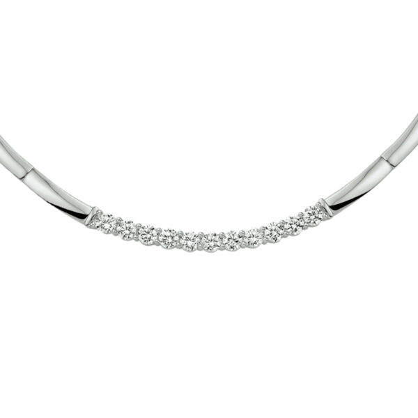 collier zirkonia 42+3 cm zilver gerhodineerd