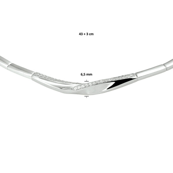 collier zirkonia 43 + 3 cm zilver gerhodineerd - Afbeelding 3