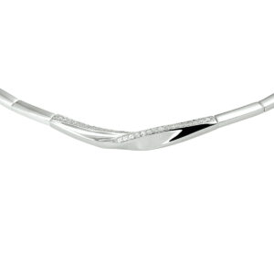 collier zirkonia 43 + 3 cm zilver gerhodineerd