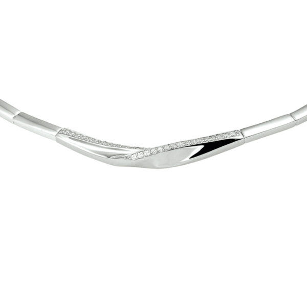 collier zirkonia 43 + 3 cm zilver gerhodineerd