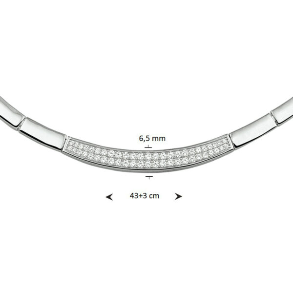 collier zirkonia 6,5 mm 43 + 3 cm zilver gerhodineerd - Afbeelding 2