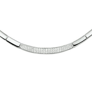 collier zirkonia 6,5 mm 43 + 3 cm zilver gerhodineerd