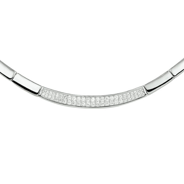 collier zirkonia 6,5 mm 43 + 3 cm zilver gerhodineerd