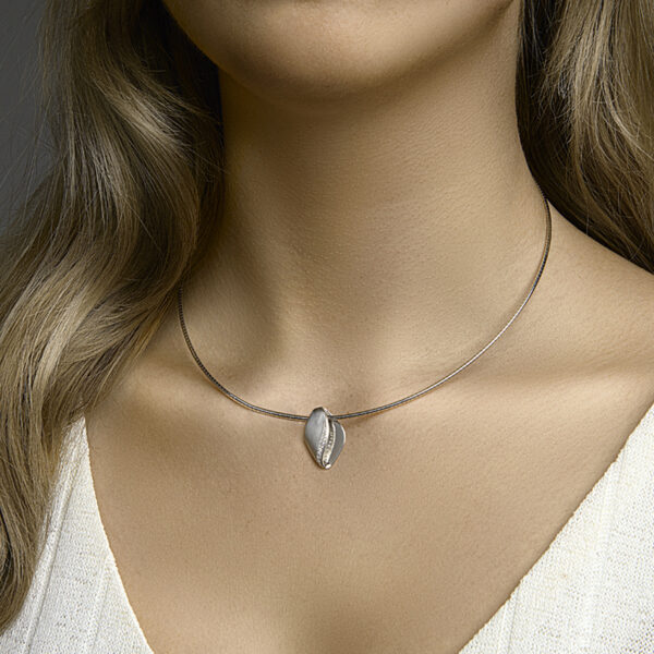 collier zirkonia poli/mat 42 + 3 cm zilver gerhodineerd - Afbeelding 2