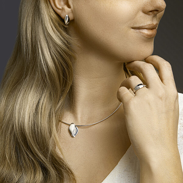 collier zirkonia poli/mat 42 + 3 cm zilver gerhodineerd - Afbeelding 3