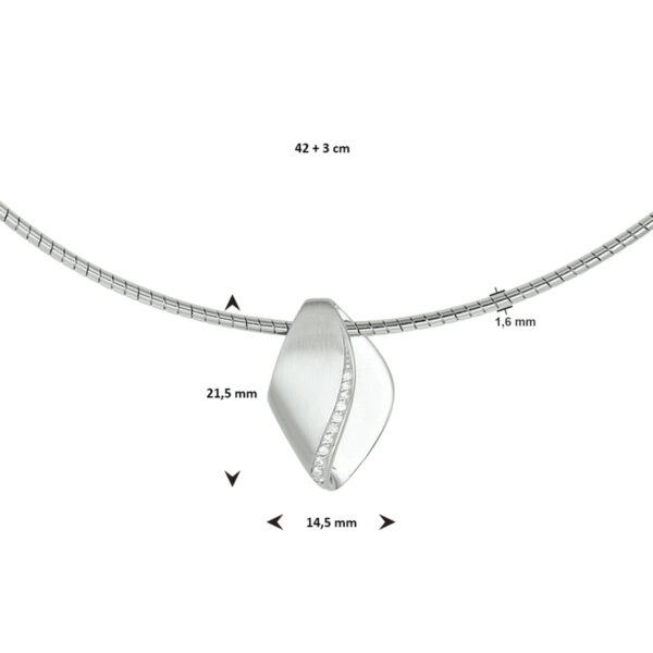 collier zirkonia poli/mat 42 + 3 cm zilver gerhodineerd - Afbeelding 4