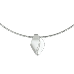 collier zirkonia poli/mat 42 + 3 cm zilver gerhodineerd
