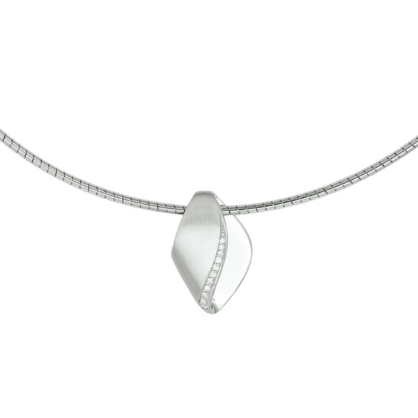 collier zirkonia poli/mat 42 + 3 cm zilver gerhodineerd