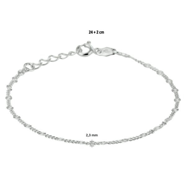 enkelbandje 2,3 mm 24 + 2 cm zilver gerhodineerd - Afbeelding 3