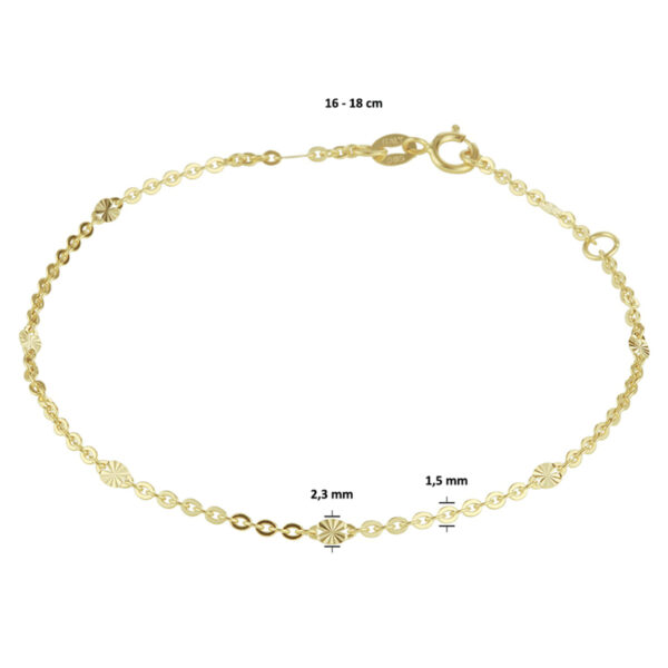 enkelbandje 2,3 mm 24 - 26 cm 14K geelgoud - Afbeelding 3