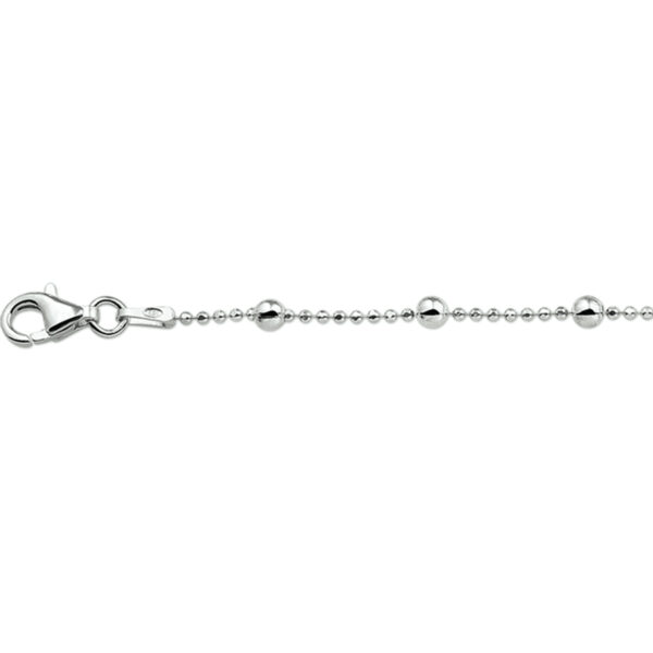 enkelbandje bolletjes 24 + 2 cm zilver gerhodineerd