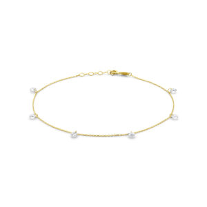 enkelbandje zirkonia 24 + 2 cm 14K geelgoud