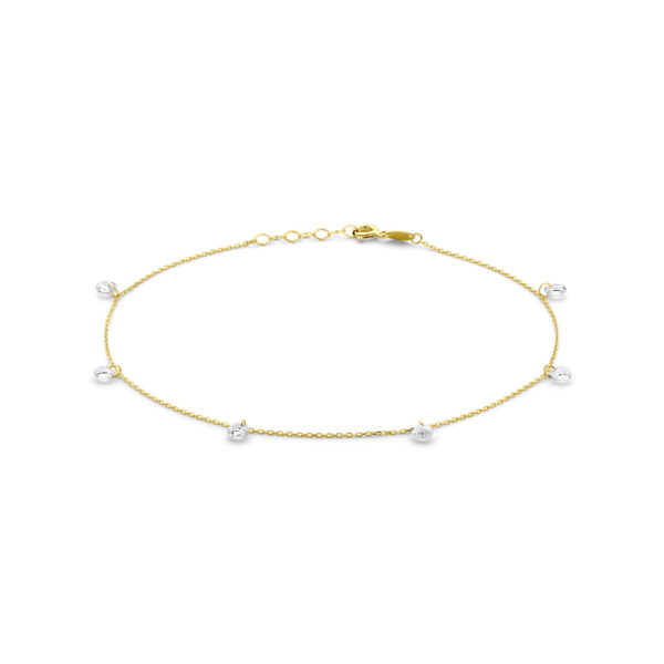 enkelbandje zirkonia 24 + 2 cm 14K geelgoud