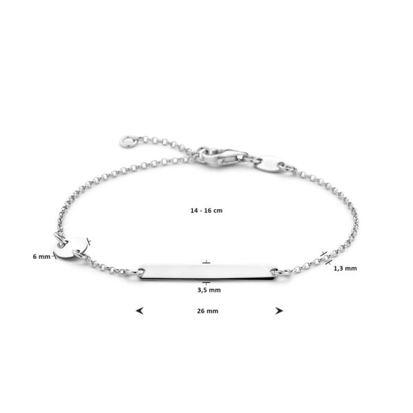 graveerarmband cirkel en plaat 3,5 mm 14 - 16 cm zilver gerhodineerd - Afbeelding 3