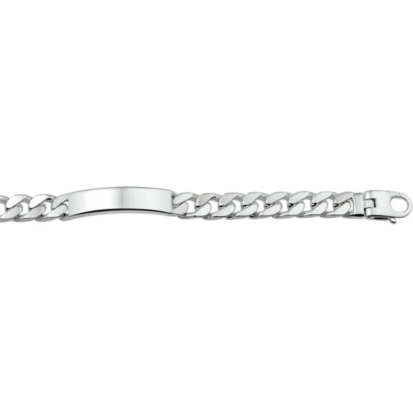 graveerarmband gourmette plaat 10 mm 21 cm zilver wit - Afbeelding 2