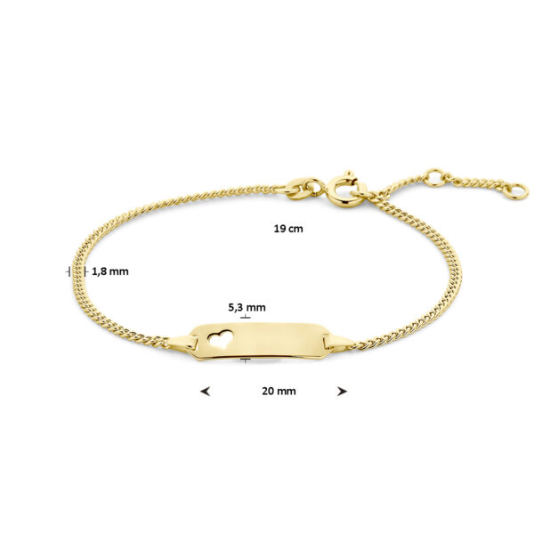 graveerarmband hart gourmette plaat 5,3 mm 16 - 17.5 - 19 cm 14K geelgoud - Afbeelding 3