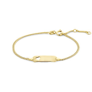 graveerarmband hart gourmette plaat 5,3 mm 16 - 17.5 - 19 cm 14K geelgoud