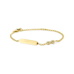 graveerarmband infinity zirkonia 11 - 13 cm 14K geelgoud