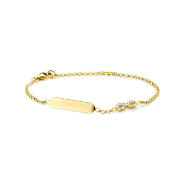 graveerarmband infinity zirkonia 11 - 13 cm 14K geelgoud