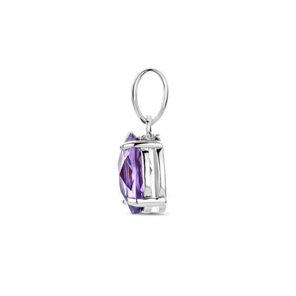 hanger amethist zilver gerhodineerd - Afbeelding 3
