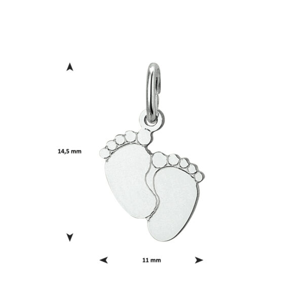 hanger baby voetjes zilver wit - Afbeelding 2