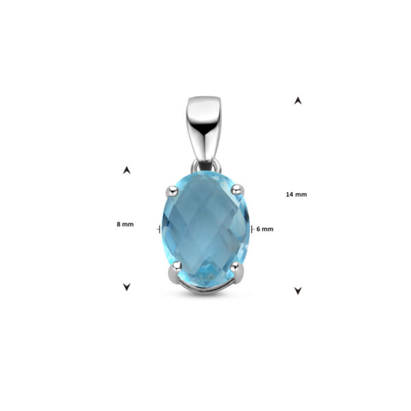 hanger blauw topaas zilver gerhodineerd - Afbeelding 4