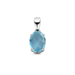 hanger blauw topaas zilver gerhodineerd
