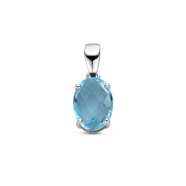 hanger blauw topaas zilver gerhodineerd