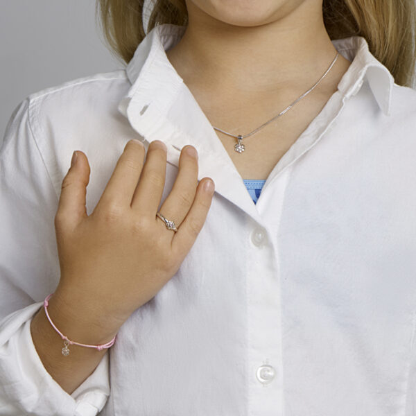 hanger bloem roze zirkonia zilver gerhodineerd - Afbeelding 3